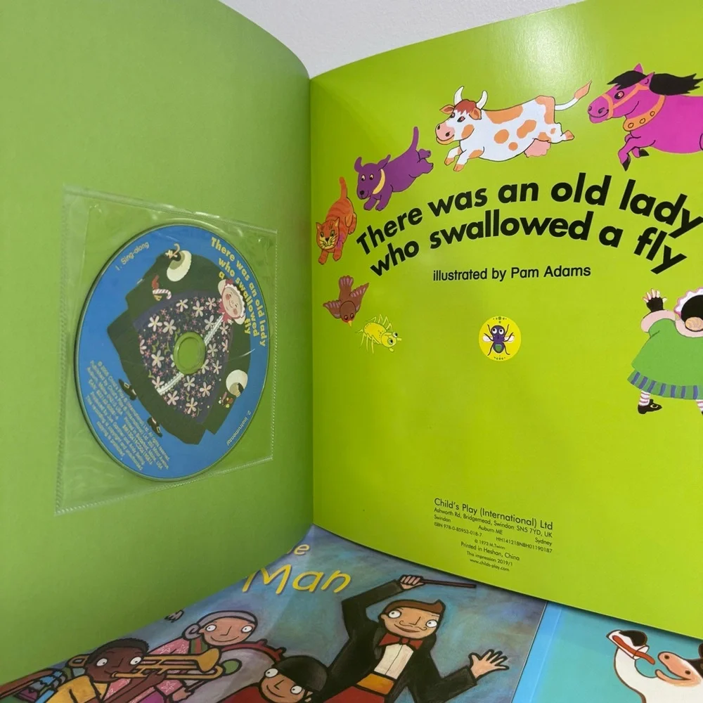 Four Brand New Kids Baby Books Set with CDs Colorful Pages‎ Interactive Softback